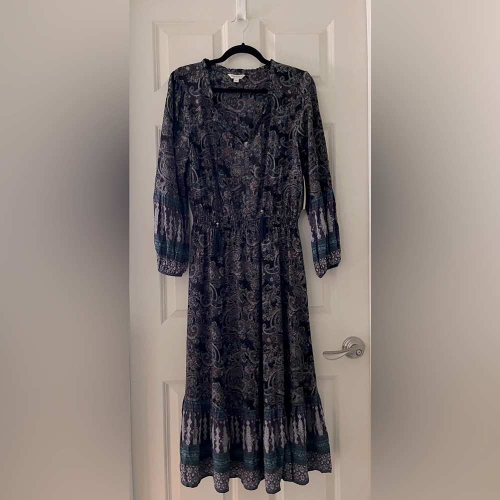 NWT Women’s Frye & Co Maxi Dress Purple/Blue Paisley Wildflower Bohemian S